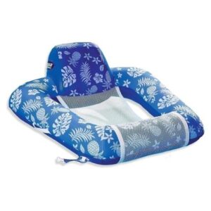 Aqua Leisure Supreme Zero Gravity Chair Hibiscus Pineapple Royal Blue W/Docking Attachment