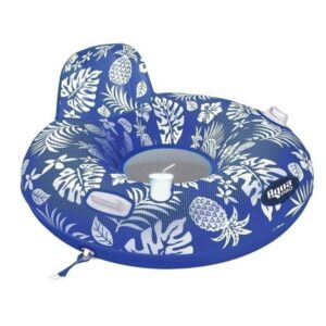Aqua Leisure Supreme Lake Tube Hibiscus Pineapple Royal Blue W/Docking Attachment