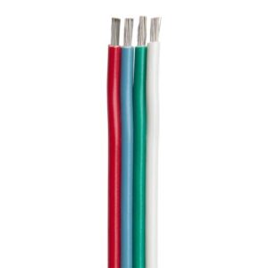 Ancor Flat Ribbon Bonded Rgb Cable 18/4 Awg - Red, Light Blue, Green & White - 100'