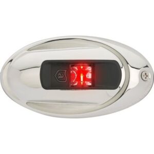 Attwood Lightarmor Vertical Surface Mount Navigation Light - Oval - Port (Red) - Stainless Steel - 2nm