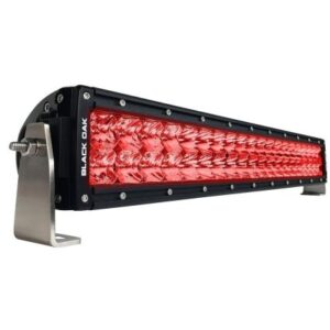 Black Oak 20" Curved Double Row Red Led Predator Hunting Light Bar - Combo Optics - Black Housing - Pro Series 3.0