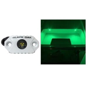 Black Oak Rock Accent Light - Green Leds - White Housing