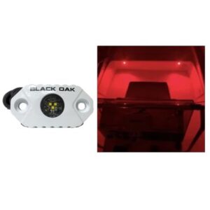 Black Oak Rock Accent Light - Red Leds - White Housing