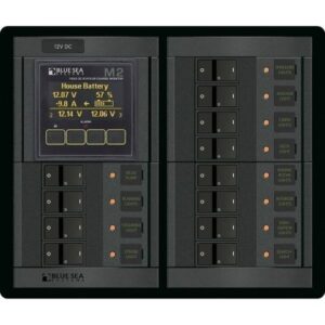 Blue Sea 1496 - 360 Panel - 12 Position 12v Flat Rocker M2 Multimeter W/Soc