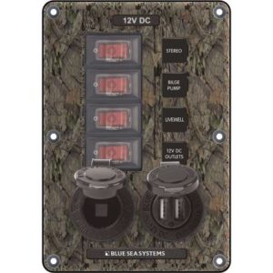 Blue Sea 4324 Circuit Breaker Switch Panel 4 Postion - Camo W/12v Socket & Dual Usb