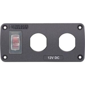 Blue Sea 4364 Water Resistant Usb Accessory Panel - 15a Circuit Breaker, 2x Blank Apertures