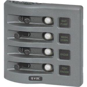 Blue Sea 4374 Weatherdeck Water Resistant Circuit Breaker Panel - 4 Position - Grey