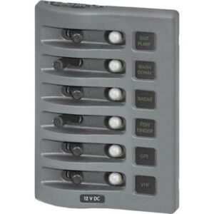 Blue Sea 4376 Weatherdeck Water Resistant Circuit Breaker Panel - 6 Position - Grey