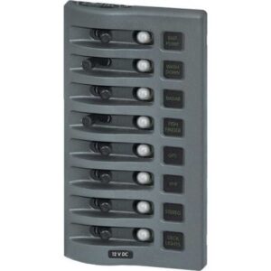 Blue Sea 4378 Weatherdeck Water Resistant Circuit Breaker Panel - 8 Position - Grey