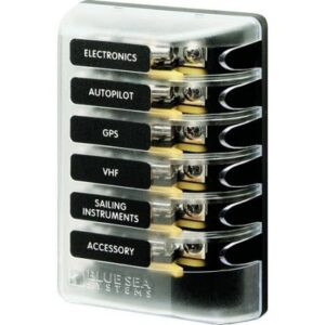 Blue Sea 5018 St Glass Fuse Block W/Out Negative Bus - 6 Circuit