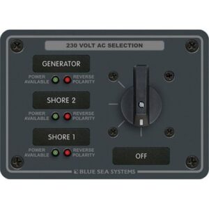 Blue Sea 8358 Ac Rotary Switch Panel 30 Ampere 3 Positions + Off, 2 Pole