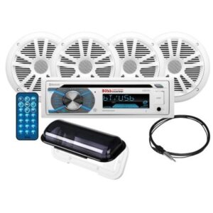 Boss Audio Mck508wb.64s Marine Stereo & 2 Pairs Of 6.5" Speaker Kit - White