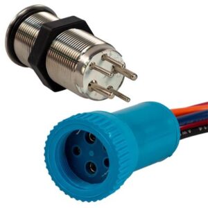 Bluewater 19mm Push Button Switch - Off/On Contact - Blue/Red Led - 4' Lead