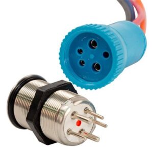 Bluewater 22mm Push Button Switch - Nav/Anc Contact - Blue/Green/Red Led - 4' Lead