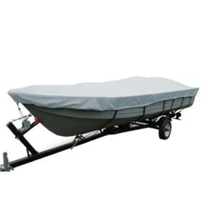Carver Poly-Flex Ii Wide Series Styled-To-Fit Boat Cover F/12.5' V-Hull Fishing Boats Without Motor - Grey