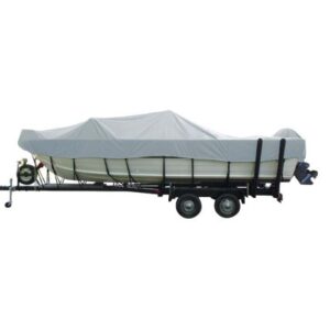 Carver Sun-Dura Wide Series Styled-To-Fit Boat Cover F/21.5' Aluminum V-Hull Boats With Walk-Thru Windshield - Grey