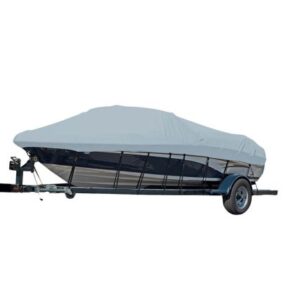 Carver Sun-Dura Styled-To-Fit Boat Cover F/18.5' Sterndrive V-Hull Runabout Boats (Including Eurostyle) W/Windshield & Hand/Bow Rails - Grey