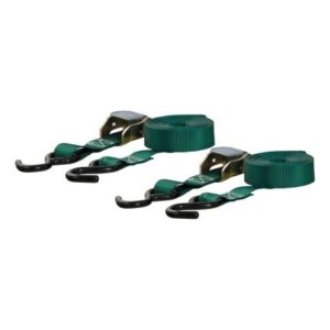 Curt 15' Dark Green Cargo Straps W/"S" Hooks - 300 Lbs - 2 Pack