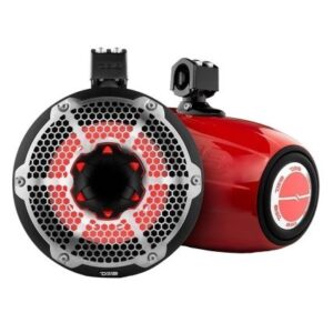 Ds18 Hydro 10" Neodymium Marine Towers W/Built-In Passive Radiator, 1" Driver & Rgb Led Lights - 900w - Red