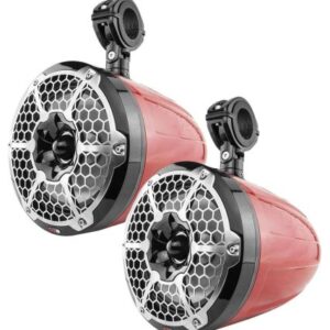 Ds18 6.5" Neodymium Marine Towers W/Built-In Passive Radiator, 1" Driver & Rgb Led Light - 450 Watts (Pair) - Red