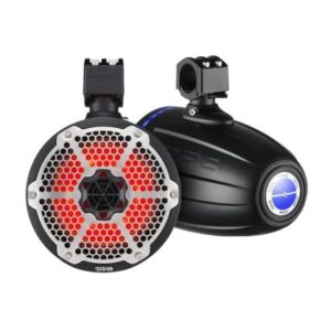Ds18 8" Neodymium Marine Towers W/Built-In Passive Radiator, 1" Driver & Rgb Led Light - Black