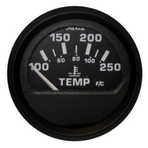 Faria Euro Black 2" Water Temperature Gauge (100-250 Degreef)
