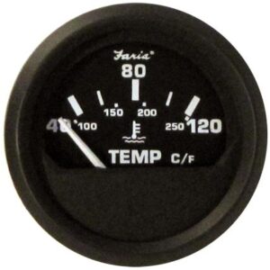 Faria Euro Black 2" Water Temperature Gauge - Metric (40 To 120 Degree C)