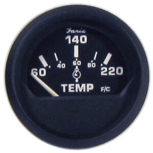 Faria Euro Black 2" Cylinder Head Temperature Gauge (60 To 220 Degree F) With Sender