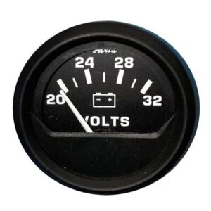 Faria Euro Black 2" Voltmeter (20-32 V)