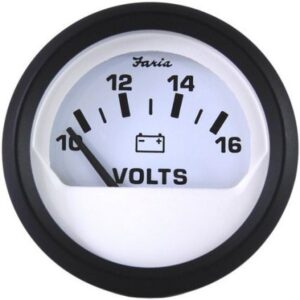 Faria Euro White 2" Voltmeter (10-16 Vdc)