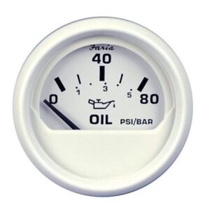 Faria Dress White 2" Oil Pressure Gauge (80 Psi)
