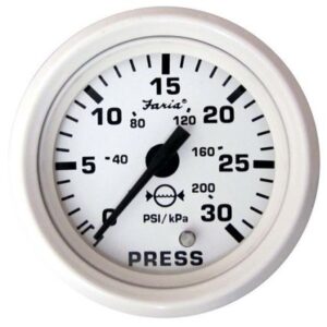 Faria Dress White 2" Water Pressure Gauge (30 Psi)