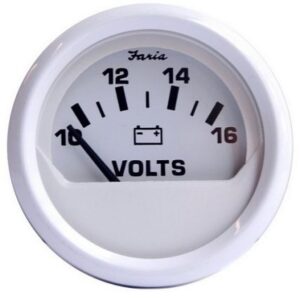 Faria Dress White 2" Voltmeter (10-16 Vdc)