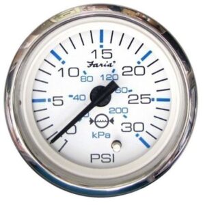 Faria Chesapeake White Ss 2" Water Pressure Gauge (30 Psi)