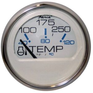 Faria Chesapeake White Ss 2" Water Temperature Gauge - Metric (40 To 120 Degreec)