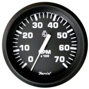 Faria Euro Black 4" Tachometer - 7,000 Rpm (Gas - All Outboard)