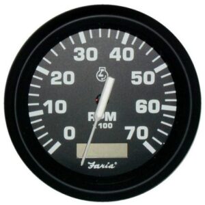 Faria Euro Black 4" Tachometer W/Hourmeter - 7,000 Rpm (Gas - Outboard)