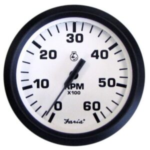 Faria Euro White 4" Tachometer - 6000 Rpm (Gas) (Inboard & I/O)