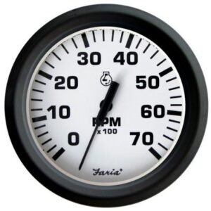 Faria Euro White 4" Tachometer 7000 Rpm (Gas) (Outboards)