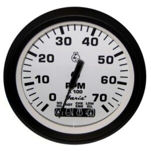 Faria Euro White 4" Tachometer W/ Systemcheck Indicator 7000 Rpm (Gas) (Johnson / Evinrude Outboard)