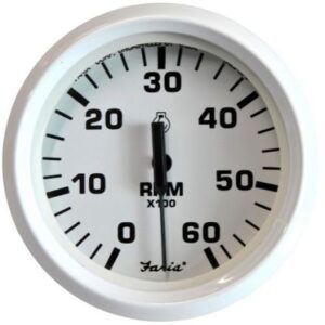 Faria Dress White 4" Tachometer - 6000 Rpm (Gas) (Inboard & I/O)