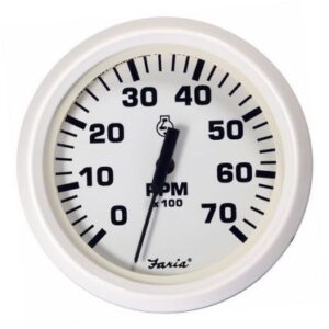 Faria Dress White 4" Tachometer - 7000 Rpm (Gas) (All Outboards)