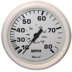 Faria Dress White 4" Speedometer - 80mph (Pitot)