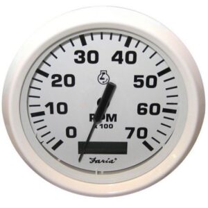 Faria Dress White 4" Tachometer W/Hourmeter - 7000 Rpm (Gas) (Outboard)