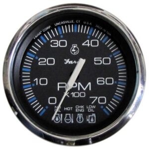 Faria Chesapeake Black Ss 4" Tachometer W/Systemcheck Indicator - 7000 Rpm (Gas) F/ Johnson / Evinrude Outboard)