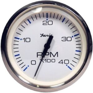 Faria Chesapeake White Ss 4" Tachometer - 4000 Rpm (Diesel) (Magnetic Pick-Up)