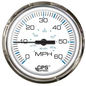 Faria Chesapeake White Ss 4" Studded Speedometer - 60mph (Gps)