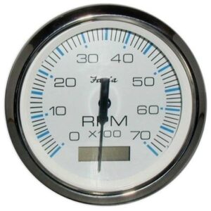 Faria Chesapeake White Ss 4" Tachometer W/Hourmeter - 7000 Rpm (Gas) (Outboard)