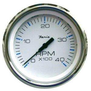 Faria Chesapeake White Ss 4" Tachometer - 4000 Rpm (Diesel)(Mechanical Takeoff & Var Ratio Alt)