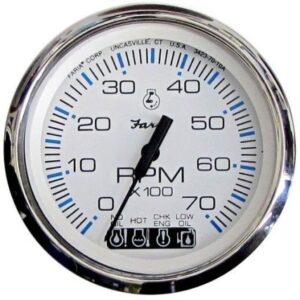 Faria Chesapeake White Ss 4" Tachometer W/Systemcheck Indicator - 7000 Rpm (Gas) (Johnson/Evinrude Outboard)